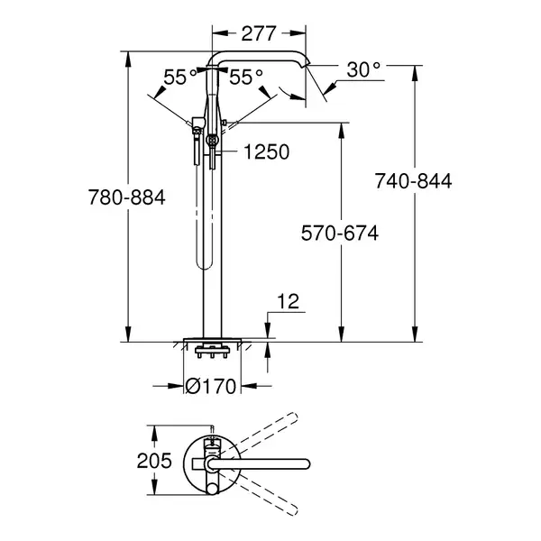 Grohe Essence змішувач для ванни, Нікель (25248BE1) (25248be1)