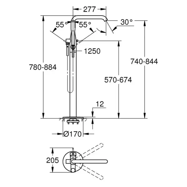 Grohe Essence змішувач для ванни, чорний (25248KF1) (25248kf1)