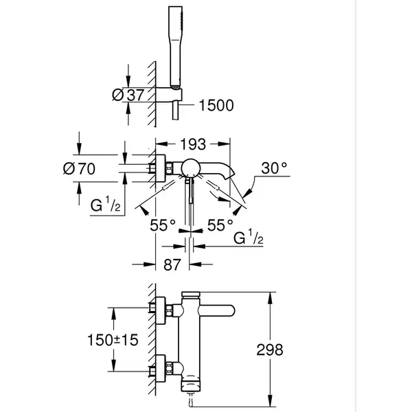 Grohe Essence змішувач для ванни, хром (25249001)
