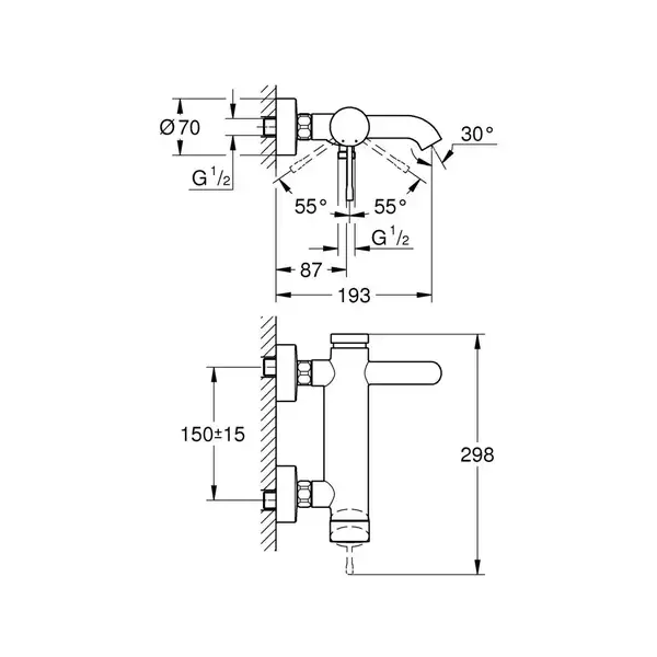 Grohe Essence змішувач для ванни, Нікель (25250001)