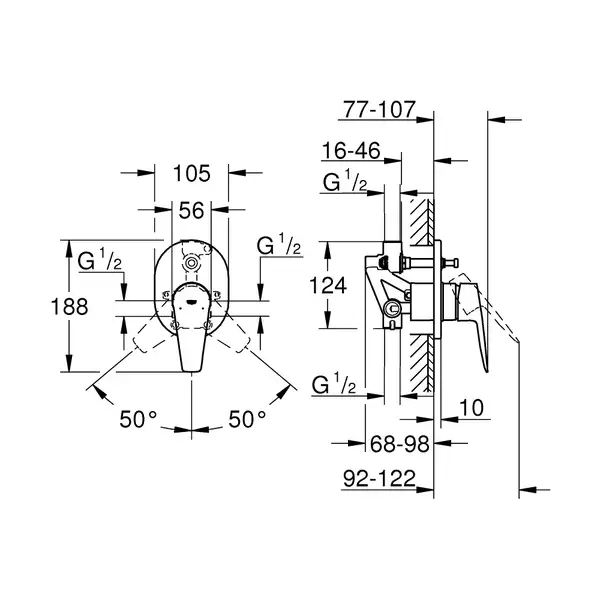 Grohe BauEdge New змішувач для ванни, хром (29039001)