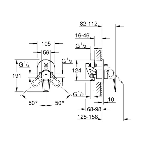 Grohe BauLoop змішувач для ванни, хром (29041001)