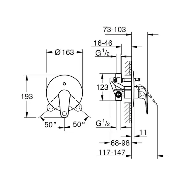 Grohe Euroeco New змішувач ванни, хром (32747001)