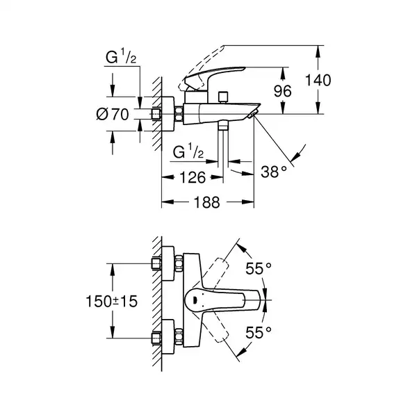 Grohe Eurosmart змішувач для ванни, чорний (333002433)