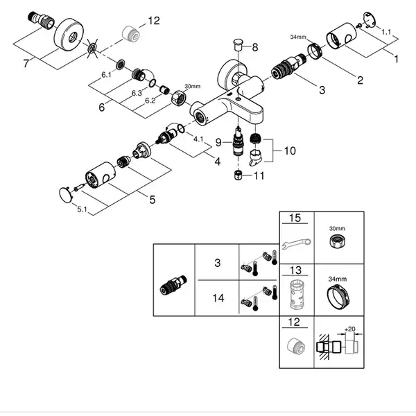 Grohe Grohtherm 800 Змішувач, хром (34772000)