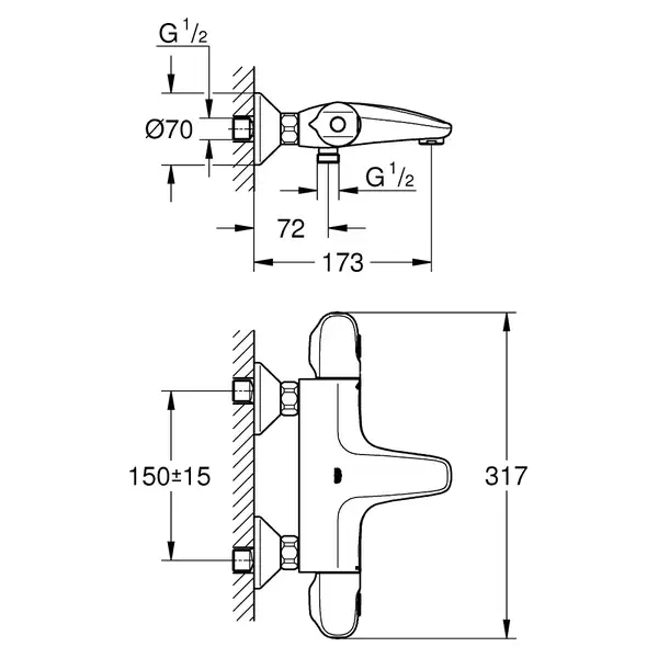 Grohe Grohtherm 1000 змішувач, хром (34816003)