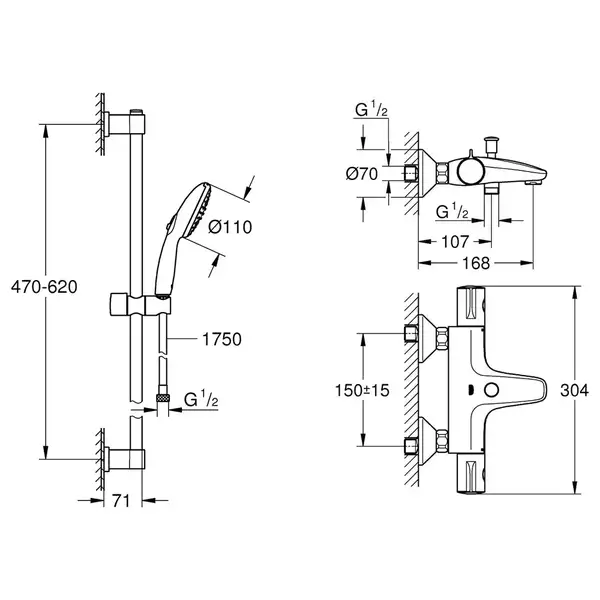 Grohe Grohtherm 800 Ванна, хром (CV032204)