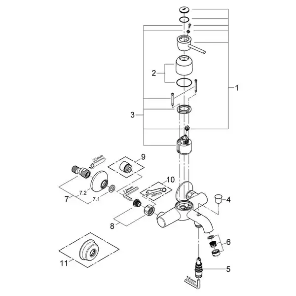 Grohe BauClassic змішувач ванни, хром (CV032464)