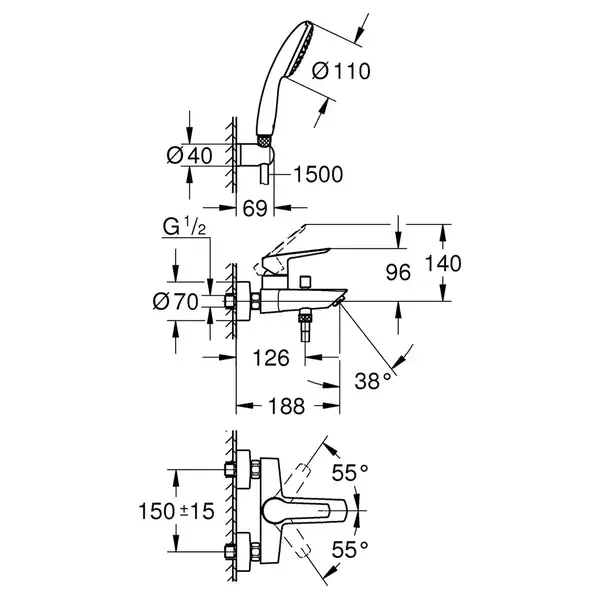 Grohe QuickFix Start Змішувач, хром (CV033280)