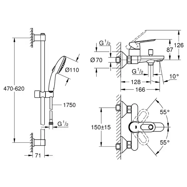 Grohe BauLoop змішувач для ванни, хром (CV037229)