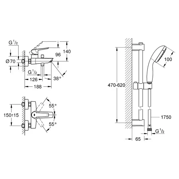 Grohe Start змішувач ванни, чорний (ua30330702)