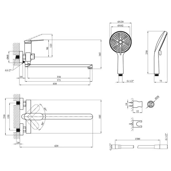 Kroner Element змішувач для ванни, CV035957