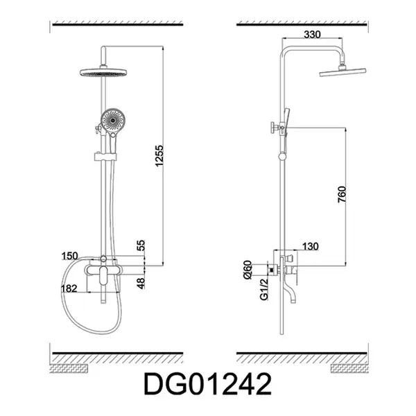 AIM DG01242 Душова система, сіра (DG01242) (DG01242 gun grey)