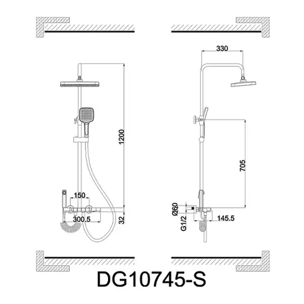 AIM DG10745 Душова система, біла (DG10745) (DG10745 frosted white)