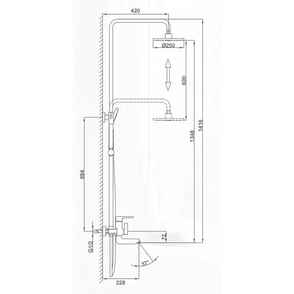Frap F2417 Душова система, хром (F2417)