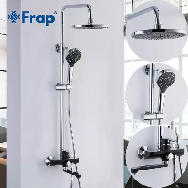 Frap F2442 душова система, чорний/хром (F2442)