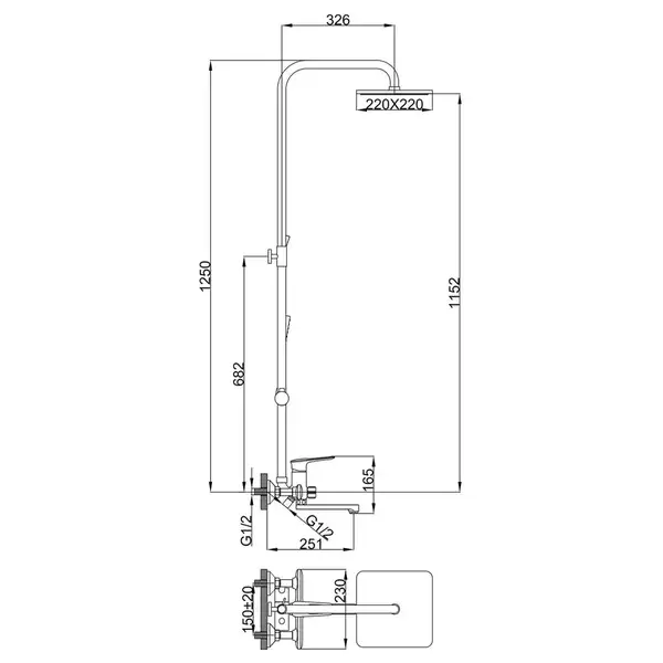 Frap F2449 Душова система, біло-хромова (F2449)
