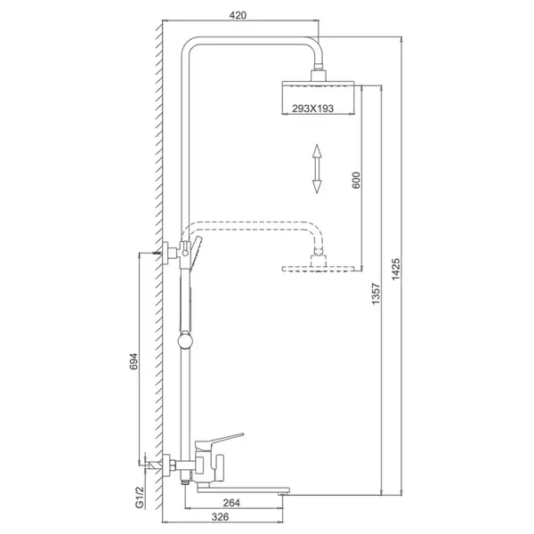 Frap F2461 Душова система, хром (F2461)