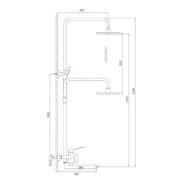 Frap F2462 Душова система, чорна (F2462)