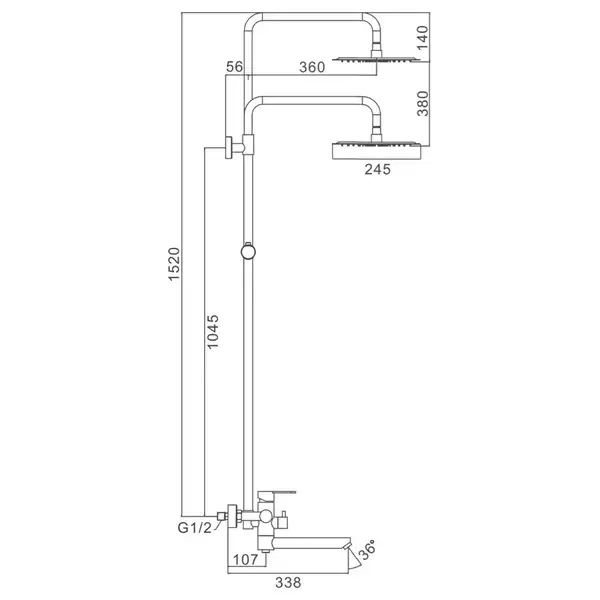 Frap F24801 Душова система, нержавіюча сталь (F24801)