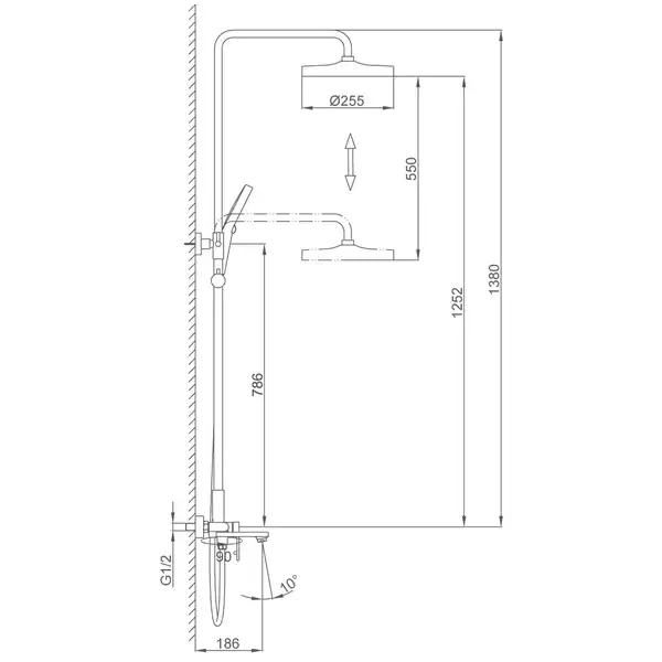 Frap F2488-3 душова система, хром (F2488-3)