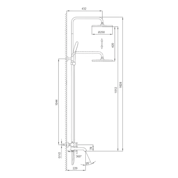 Gappo G2406-6 душова система, чорний (G2406-6)