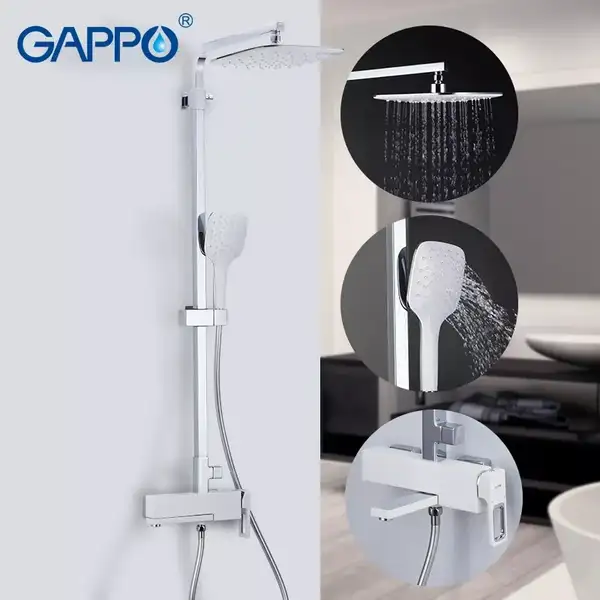 Gappo G2417-8 душевая система, белый/хром (G2417-8)