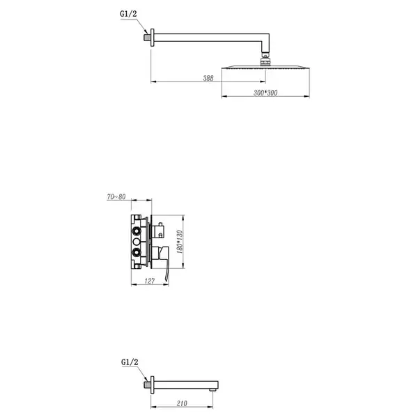 Gappo G7102 Душова система, хром (G7102)