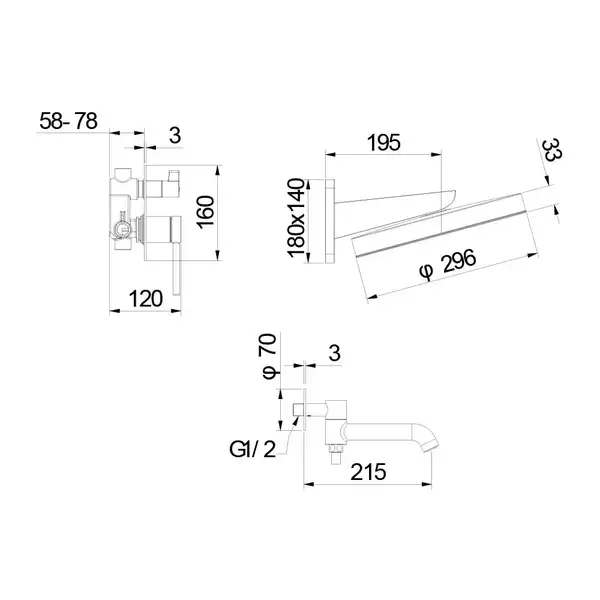 Gappo G7106-3 душова система, матове золото (G7106-3)