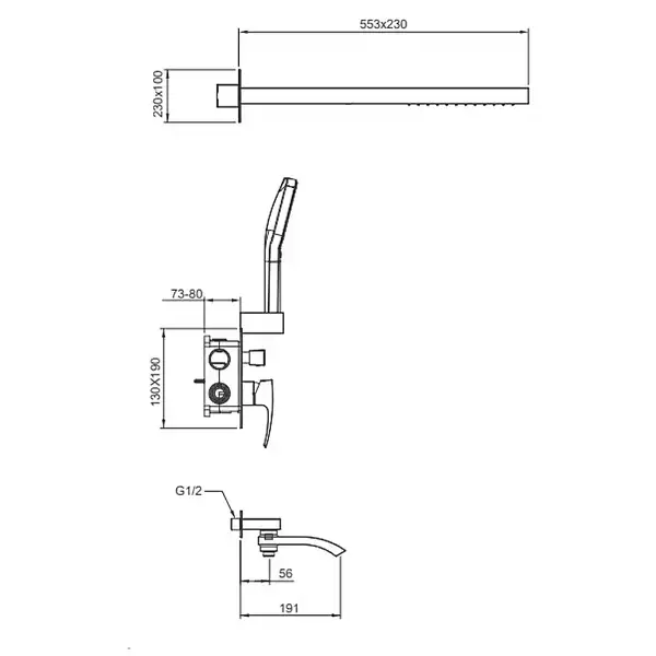Gappo G7107-70 душова система, хром (G7107-70)