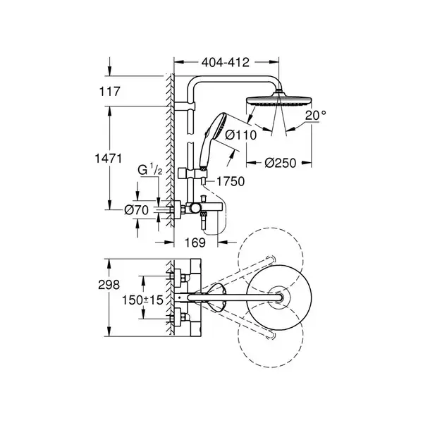 Grohe Tempesta Душевая система, хром (26672001)