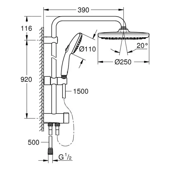 Grohe Tempesta System 250 душевая система, хром (26675001)