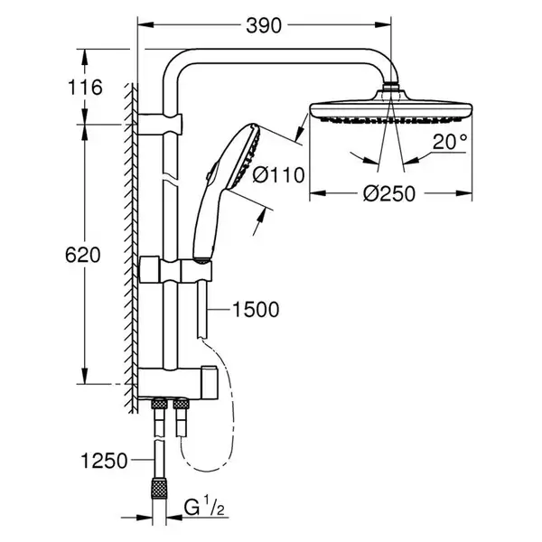 Grohe Vitalio Start душова система, чорна (266802431)
