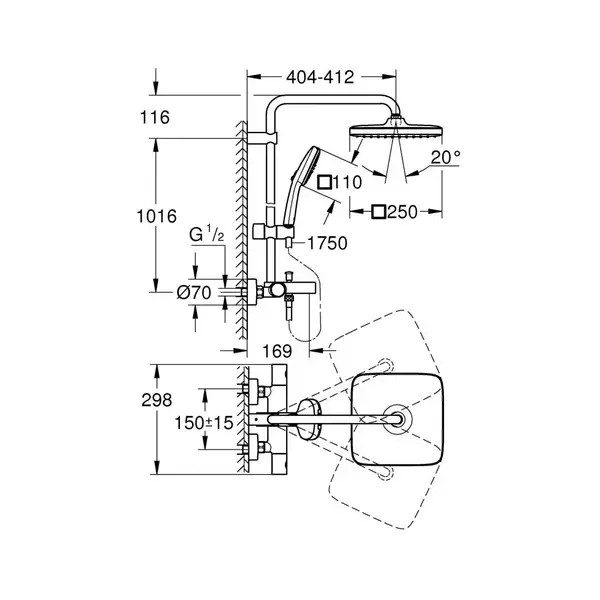 Grohe Tempesta Душова система, хром (26975001)