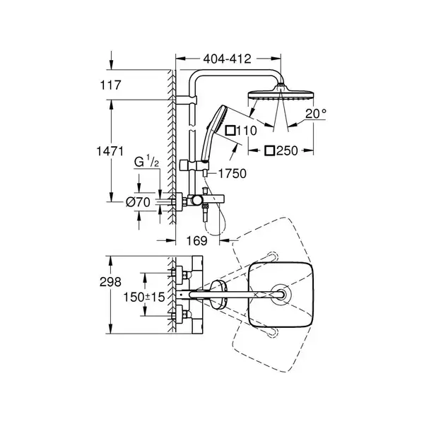 Grohe Vitalio Comfort Душова система, чорна (269842431)