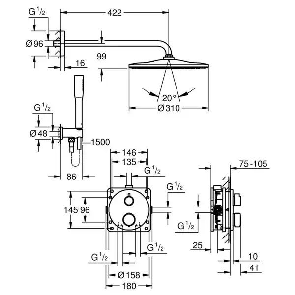 Grohe Precision Душевая система, хром (CV034358)