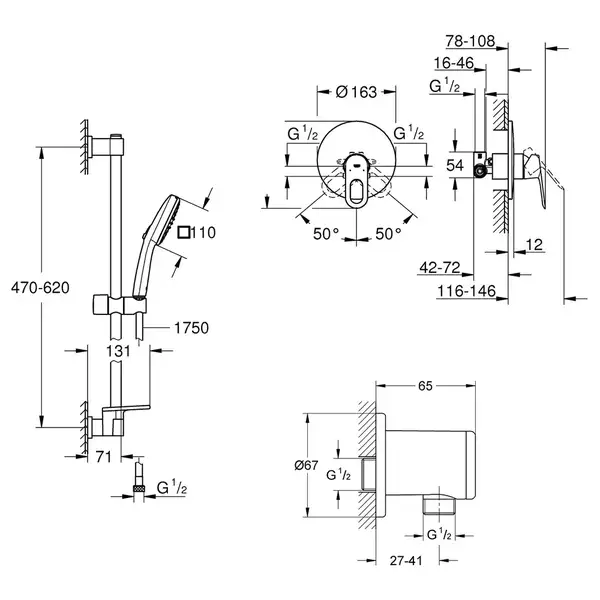 Grohe Bauloop Душевая система, хром (CV036740)