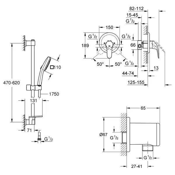 Grohe Euroeco душевая система, хром (CV036744)