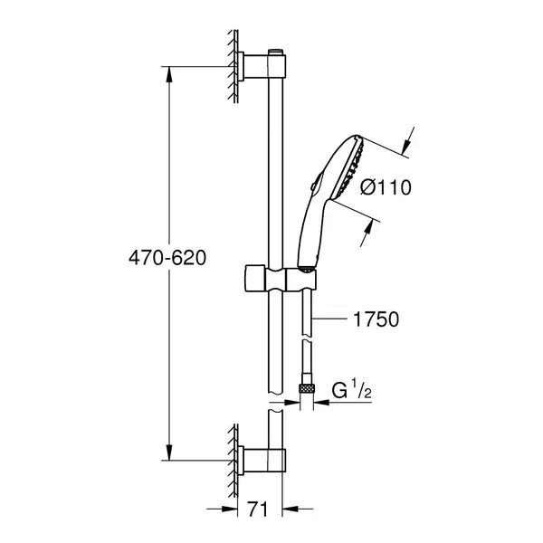 Grohe Vitalio Start 110 Душевой гарнитур, хром (26951001)
