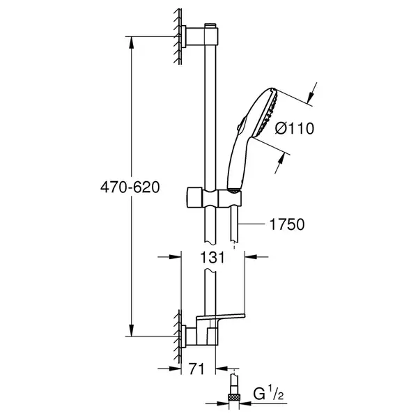 Grohe Vitalio Start Душевой гарнитур, Хром (CV033231)