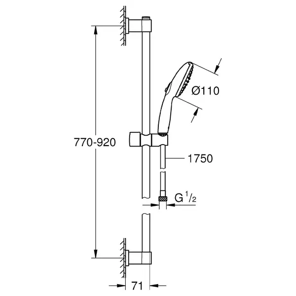 Grohe Vitalio Start Душевой гарнитур, хром (CV033233)