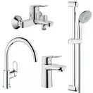 Набор смесителей для ванны 4-в-1 Grohe Bau Loop М (цвет - хром) (123225K) фото 1 Aquada.com.ua