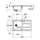 GROHE Мийка для кухні 860 x 500 мм з ексцентриком, 1 чаша, матова (31566SD0) (31566SD0) фото 2 Aquada.com.ua