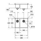GROHE Мийка для кухні 585 x 440 мм, 1,5 чаши, матова, під стільницю, права (31576SD0) (31576SD0) фото 2 Aquada.com.ua