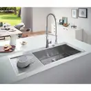 GROHE Мийка для кухні 1160 x 520 мм, 1 чаша, матова, в рівень зі стільницею (31582SD0) (31582SD0) фото 4 Aquada.com.ua