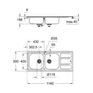 GROHE Мийка для кухні 1160 x 500 мм з ексцентриком, 2 чаши, матова (31587SD0) (31587SD0) фото 2 Aquada.com.ua