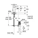 Смеситель для биде Grohe Bau Classic DN 15 (цвет - хром), с донным клапаном (32864000) фото 2 Aquada.com.ua