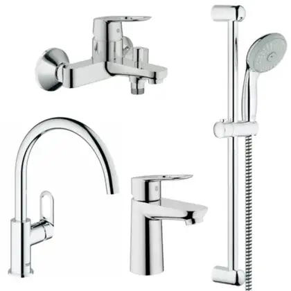 Набор смесителей для ванны 4-в-1 Grohe Bau Loop М (цвет - хром) (123225K) фото 1 Aquada.com.ua
