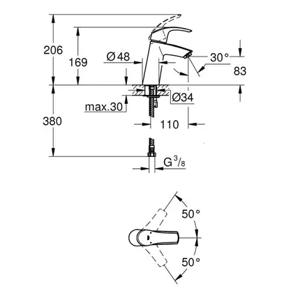 Смеситель для раковины Grohe Eurosmart (цвет - хром) (23324001) фото 2 Aquada.com.ua Смеситель для раковины Grohe Eurosmart (цвет - хром) (23324001) фото 2 Aquada.com.ua