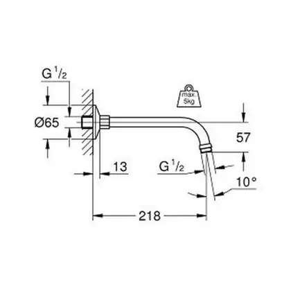 GROHE Душовий кронштейн 218 мм Relexa  (27406000) фото 2 Aquada.com.ua
